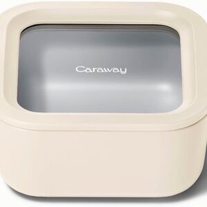 Caraway Glass 4.4 Cup Food Container - Ceramic Coated for Nonstick Storage-Cream